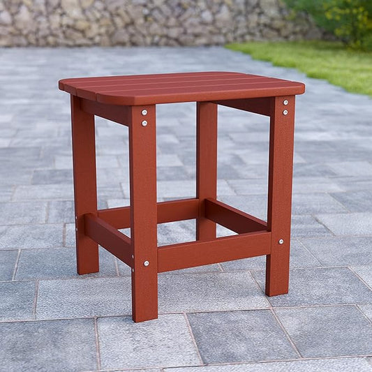 Flash Furniture Charlestown Tiered Commercial Poly Resin Adirondack Side Table - Red - All-Weather - Indoor/Outdoor