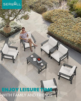 SERWALL HDPE Outdoor Furniture Set, 7 Piece All Weather Wood-Like Outdoor Sofa Sectional Couch - Photo 9