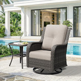 2 Pieces Outdoor Swivel Rocker Patio Chairs Set - Outdoor Wicker Patio Furniture Sets with 1 Side Table - Photo 9