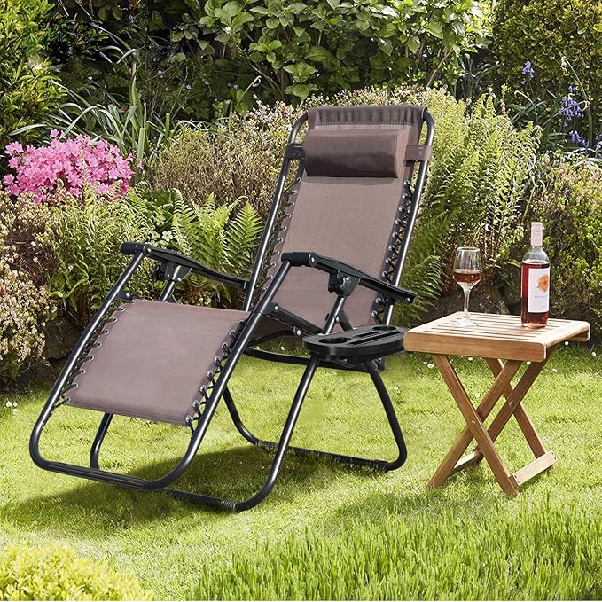 Flamaker Patio Zero Gravity Chair Outdoor Folding Lounge Chair Recliners Adjustable Lawn Lounge Chair with Pillow for - Photo 5