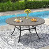 VICLLAX 53" Round Patio Dining Table for 6-8, Metal Outdoor Dining Table with Umbrella Hole for Garden, Patio, Balcony - Photo 6