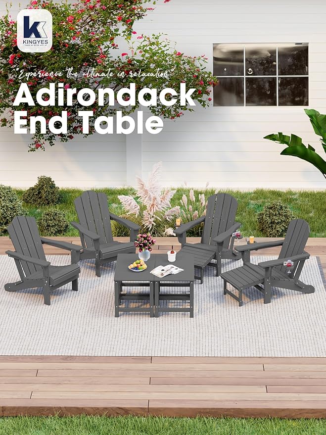 KINGYES Adirondack Outdoor Side Table, Gray - Photo 7