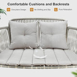 PURPLE LEAF 2-Seat Cloud Swing Chair with Stand Patio Wicker Bench Glider Loveseat Hanging Swinging for Indoor Outside - Photo 6