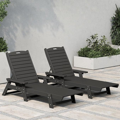 WestinTrends Malibu Poly Reclining Chaise Lounge (Set of 2) Gray