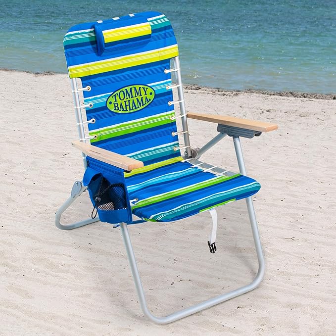 Tommy Bahama Hi-Boy 17" Seat Height 4-Position Lace-Up Suspension Folding Beach Backpack Chair - Photo 2