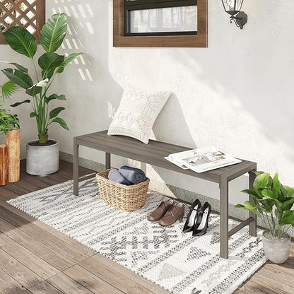 VICLLAX Outdoor Bench 51" Long Garden Bench Backless Porch Patio Bench Metal Park Bench, Grey