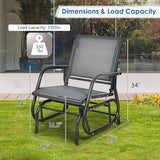 Giantex Swing Glider Chair W/Study Metal Frame Comfortable Patio Chair Love-Seat for Garden, Porch, Backyard, Poolside - Photo 3