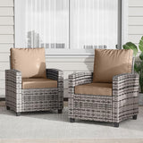 2 Pieces Patio Furniture Set, Outdoor Wicker Chairs Set of 2, All Weather High Back Rattan Chairs - Photo 1