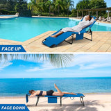 400lbs Tanning Chair, 5-Fold Beach Lounge Chair with Face Hole & 2 Side Pockets, Non-Slip Foot & Portable Handle - Photo 3