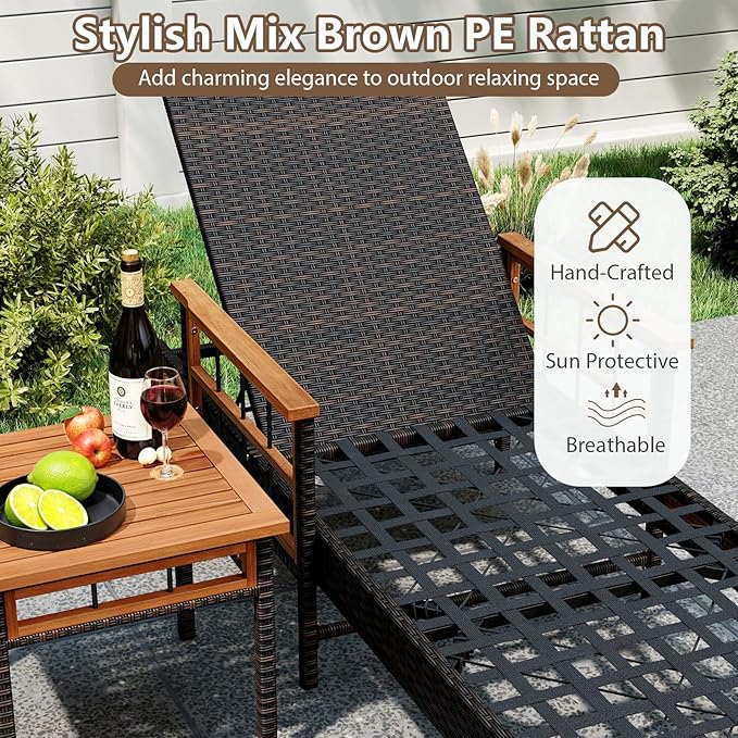 Tangkula Lounge Chair Outdoor with Side Table - Photo 7