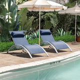 Domi Pool Lounge Chairs Set of 2, Aluminum Adjustable Outdoor Chaise Lounge - Photo 8