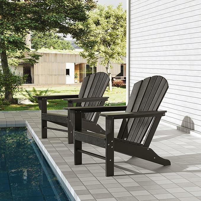 WestinTrends Dylan Outdoor Adirondack Chair (Set of 2), Black