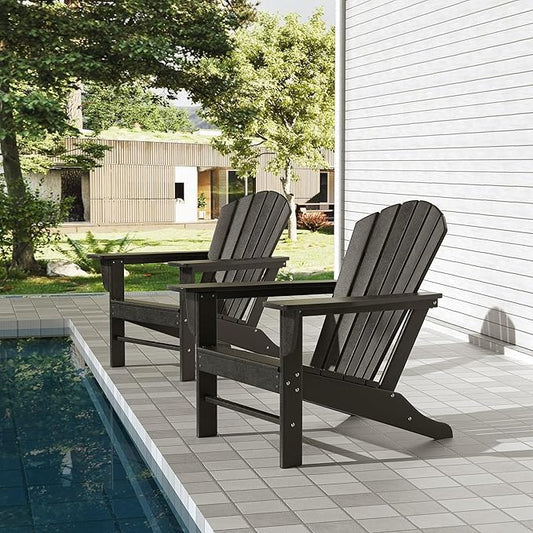 WestinTrends Dylan Outdoor Adirondack Chair (Set of 2), Black