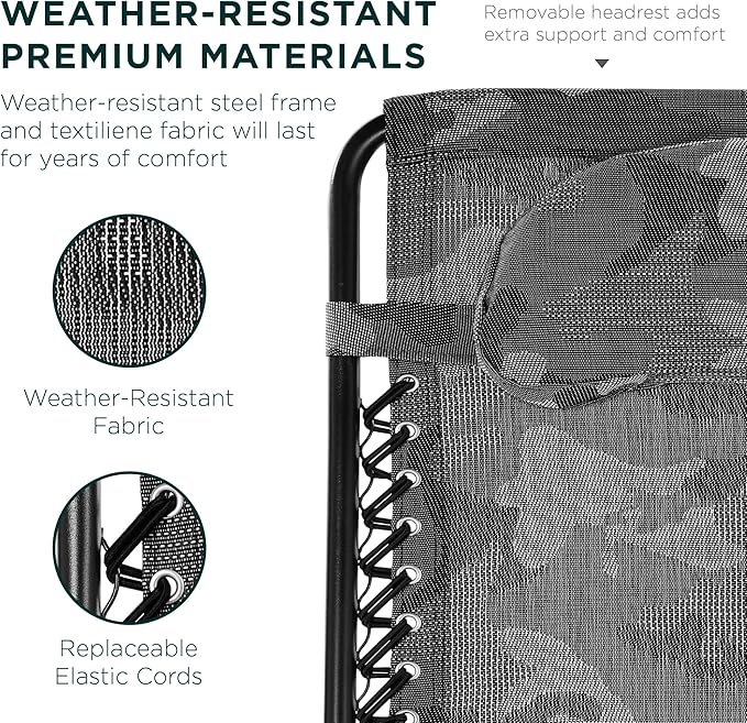 Best Choice Products Oversized Zero Gravity Chair, Folding Outdoor Patio Lounge Recliner w/Cup Holder Accessory Tray, Pillow - Camouflage