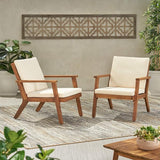 Christopher Knight Home Carlos Outdoor Acacia Wood Club Chairs with Cushions (Set of 2), Brown Patina Finish, Cream - Photo 2