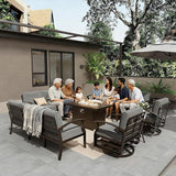 Gotland Outdoor Aluminum Patio Furniture Set with Fire Pit Table - Photo 2