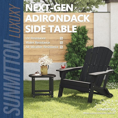 Outdoor 18" HDPE Side Table Set of 2 for Patio Porch Pool, Weather Resistant Standard End Table for Backyard and Indoor, Easy Maintenance & Indoor Outdoor Durable Construction(Black)