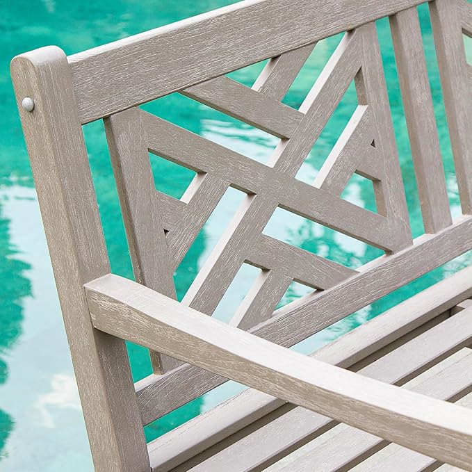 Cambridge Casual Teak Maine 4-Foot Outdoor Garden Bench, Solid Teak Wood in Weathered Gray Finish, Weather-Resistant Patio Furniture for Porch, Lawn, Backyard, Deck, Balcony, or Outdoor Seating Area