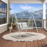 PURPLE LEAF 2-Seat Cloud Swing Chair with Stand Patio Wicker Bench Glider Loveseat Hanging Swinging for Indoor Outside - Photo 3
