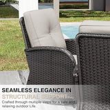 Joyside Outdoor Swivel Rocker Chairs, 3 Piece Wicker Patio Set with Thickened Cushions, High Back, Deep Seating - Photo 7