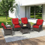 6 Pieces Outdoor Wicker Patio Furniture Set with Fire Pit Table, Patio Chair Set with Thickened Olefin Cushions - Photo 9