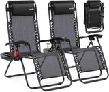 SereneLife Zero Gravity Outdoor Lounge Chairs 2 Pack – Folding Recliners with Side Table - Photo 1