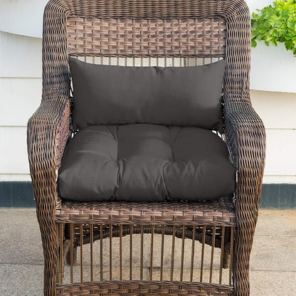 QILLOWAY Outdoor Patio Wicker Seat Cushions Group Loveseat/Two U-Shape/Two Lumbar Pillows for Patio Furniture,Wicker Loveseat,Bench,Porch,All Weather, Settee of 5 (Dark Grey)