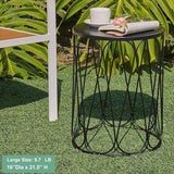 Y&M Set of 3 Garden Black Accent Decorative Stool, Nesting Metal Round Coffee Table, Black End Tables - Photo 3