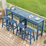 3 Piece Outdoor Bar Set, 42" Rectangular Pub Height High Top Bar Table & 2 Outdoor Bar Stools for Patio, Garden - Photo 2
