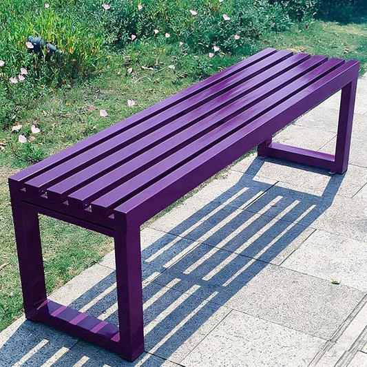 Park Bench for Outside, Outdoor Benches Weatherproof, Metal Garden Bench 2-Person Seat 100/120/150/180 Cm Patio Benches Backless for Lawn Yard Entryway, Capacity 660 Lbs(Purple,120 cm/47.2 in)