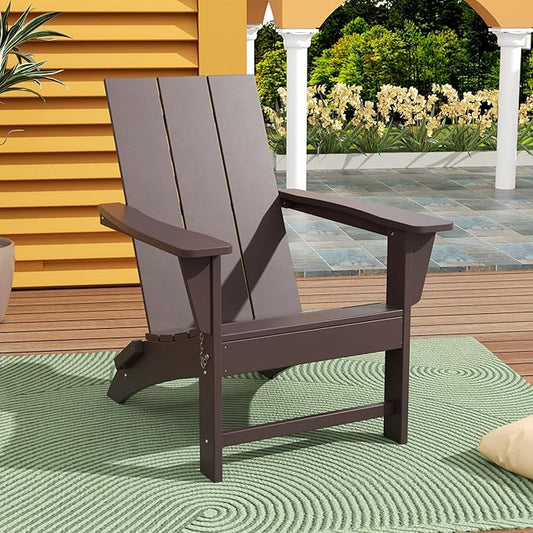 WestinTrends Ashore Modern Outdoor Folding Adirondack Chair, Dark Brown
