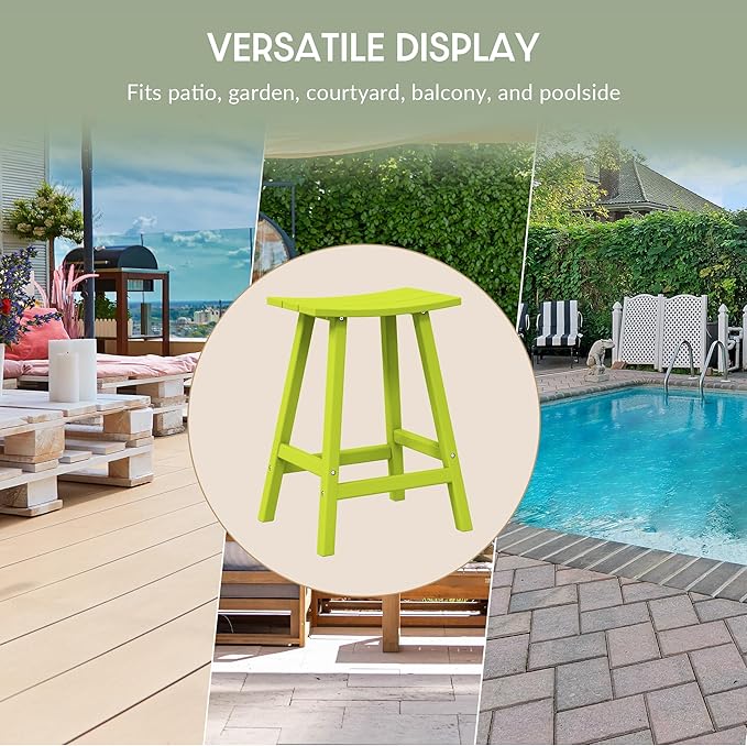 WestinTrends Malibu 24 Inch Outdoor Bar Stools, All Weather Resistant Poly Lumber Adirondack Counter Height Stools, Lime