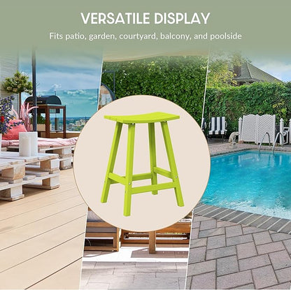 WestinTrends Malibu 24 Inch Outdoor Bar Stools, All Weather Resistant Poly Lumber Adirondack Counter Height Stools, Lime