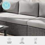 Martha Stewart Bedford Indoor-Outdoor Modular Patio Sectional Sofa Center Seat with Rattan Wicker Finish in Gray with - Photo 5