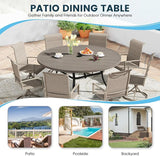 Patio Dining Table for 8-10, Round Metal Outdoor Table with 1.57" Umbrella Hole - Photo 5
