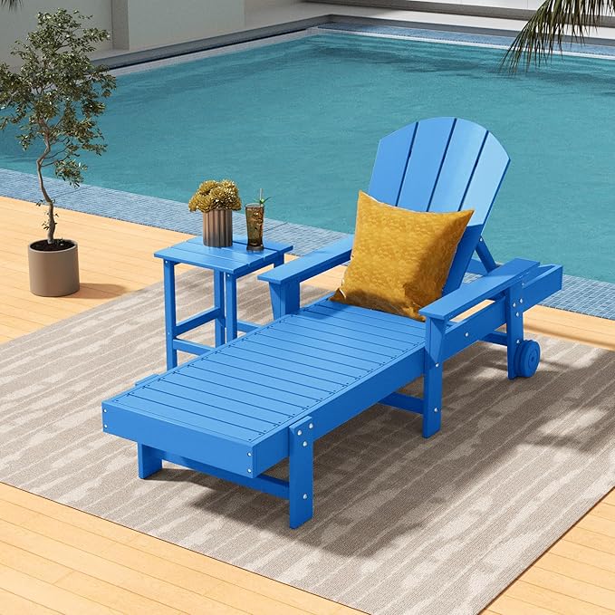 Costaelm Square Outdoor Side Tables, Adirondack Patio Tables for Outside, HDPE Patio End Table Weather Resistant, Balcony Table for Pool, Seaside, Backyard, Porch, Indoor Companion, Pacific Blue