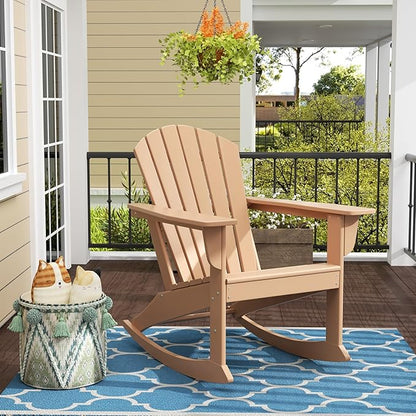 WO WESTIN OUTDOOR HDPE Altura Outdoor Rocking Poly Adirondack Chair, Teak