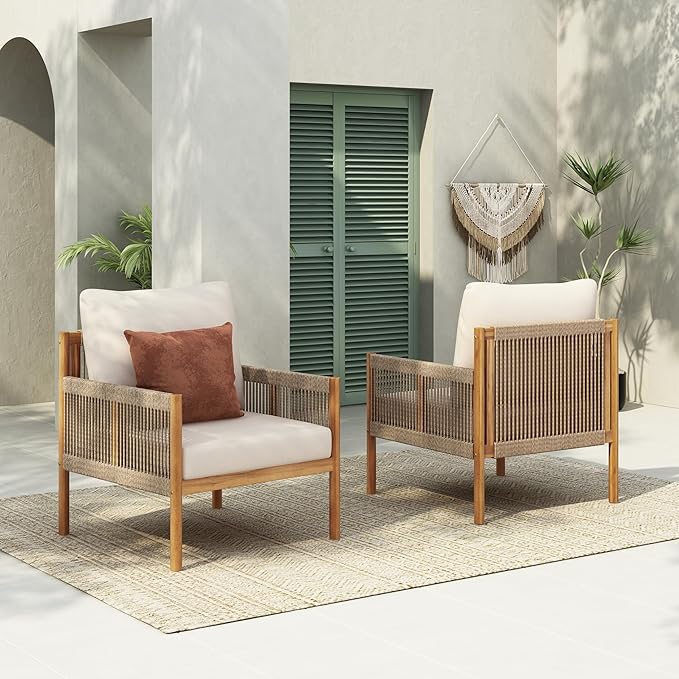 Christopher Knight Home Barris Lounge Chair Outdoor Set of 2, Patio Accent Chair, Comfy Reading Extra Seat - Photo 3