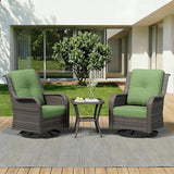 3 Piece Outdoor Wicker Patio Furniture Set, Swivel Rocker Patio Chairs Set with Thickened Olefin Cushions - Photo 1