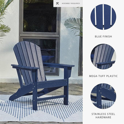 Signature Design by Ashley Outdoor Sundown Treasure HDPE Patio Adirondack Chair, Blue