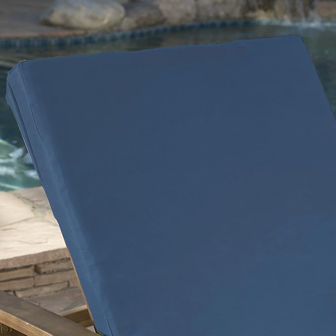 Christopher Knight Home Perla Outdoor Chaise Lounge with Water Resistant Cushion, Teak Finish / Blue - Photo 5