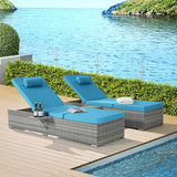 Outdoor Chaise Lounge Chair Set of 2 Wicker Pool Lounge Chairs Tanning Lounges for Outside Lawn Sunbathing Chairs with - Photo 1