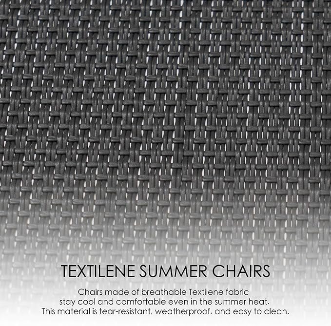 Kozyard Outdoor Patio Rocking Sling Chair, Powder Coated Aluminum Frame, Weather Resistant and Breathable Mesh Fabric for Patio, Porch, Yard, Garden (Grey, 2Chairs + Table)