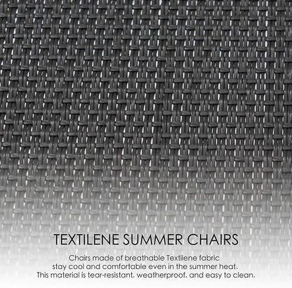 Kozyard Outdoor Patio Rocking Sling Chair, Powder Coated Aluminum Frame, Weather Resistant and Breathable Mesh Fabric for Patio, Porch, Yard, Garden (Grey, 2Chairs + Table)