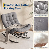 Outdoor Rocking Chair with Footrest, Oversized Patio Papasan Chairs with Cushion - Photo 5