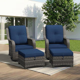 4 Piece Outdoor Wicker Patio Furniture Set, Outdoor Swivel Rocker Patio Chairs Set with Thickened Olefin Cushions - Photo 8
