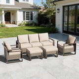 5 Pieces Metal Wicker Patio Furniture Set - 75" Sofa, Two Armchairs and Two Ottomans - Photo 2