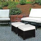 Outsunny 2 Piece 20" Patio Wicker Ottoman with Thick Padded Cushion, Multipurpose Outdoor PE Rattan Footrest - Photo 2