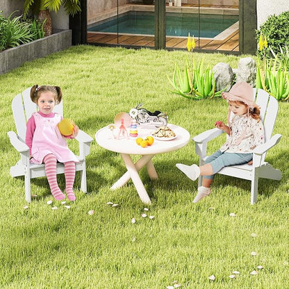 Costzon Adirondack Chair Set of 2, All-Weather HDPE Patio Chair with Armrests, Fire Pit Chair for Kids Ages 3-8, Outdoor Patio Lounge Chair for Garden, Lawn, Backyard (2, White)