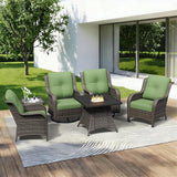 6 Pieces Outdoor Wicker Patio Furniture Set with Fire Pit Table, Patio Chair Set with Thickened Olefin Cushions - Photo 9
